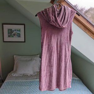 Organic hand-dyed velvet mauve/ pale purple short tunic dress, size S